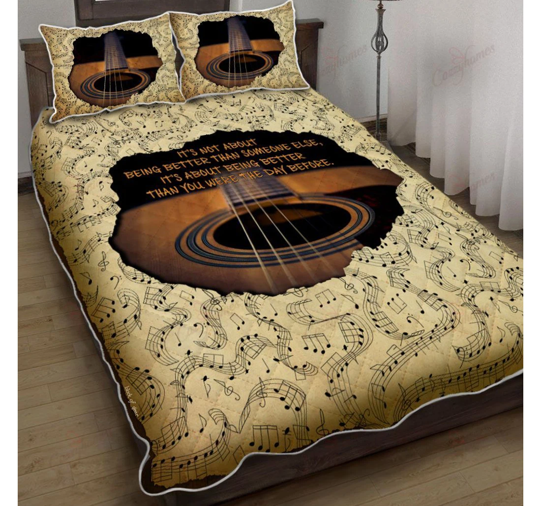 Throw Blanket, Quilt - Guitar Its Not About Being Better Than Someone Else Set Sherpa Fleece