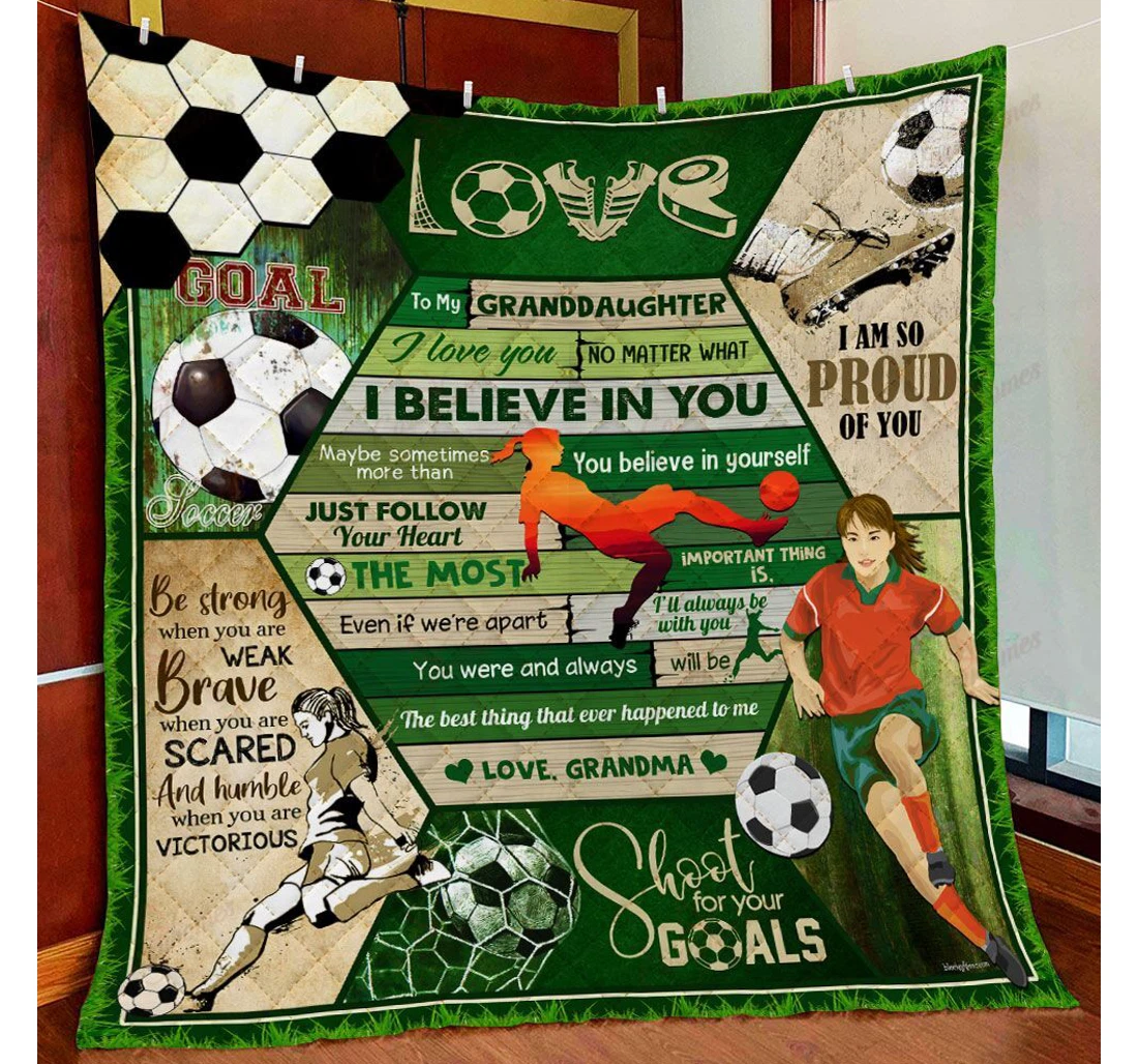 Throw Blanket, Quilt - To My Granddaughter I Believe In You Soccer Sherpa Fleece