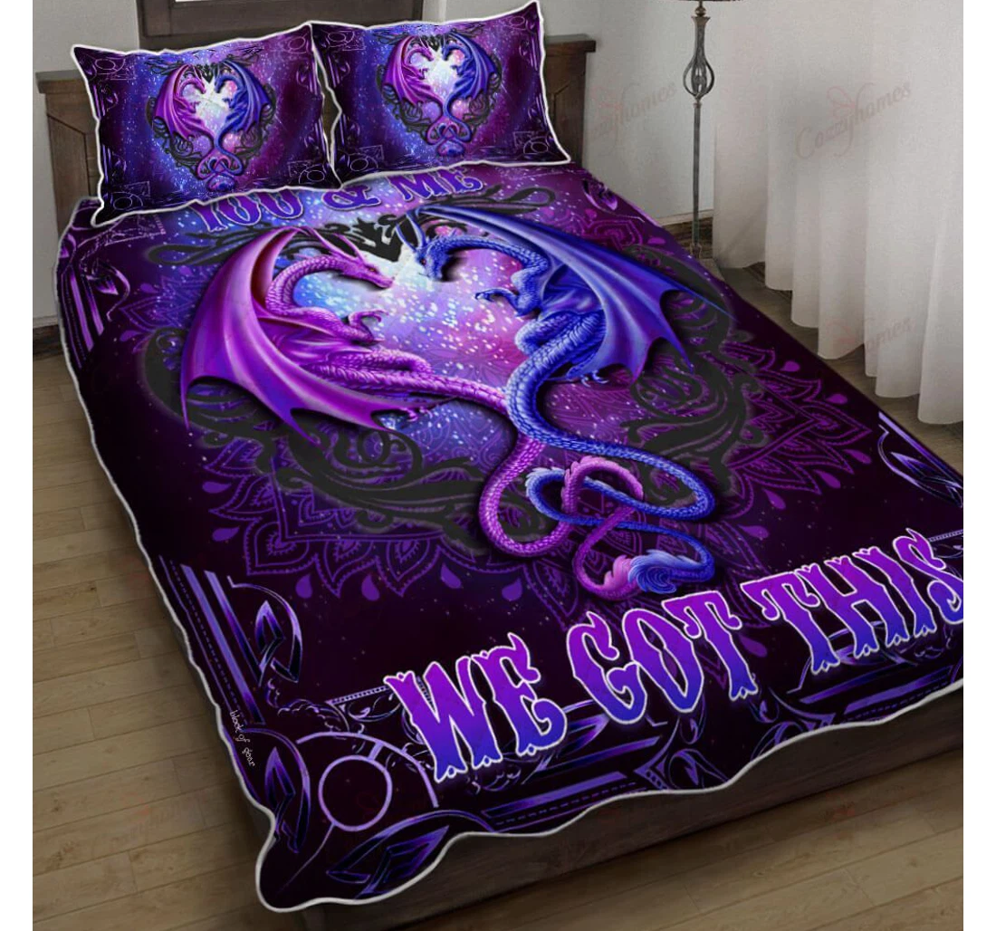 Throw Blanket, Quilt - Galaxy Dragon Couple You And Me We Got This Set Sherpa Fleece