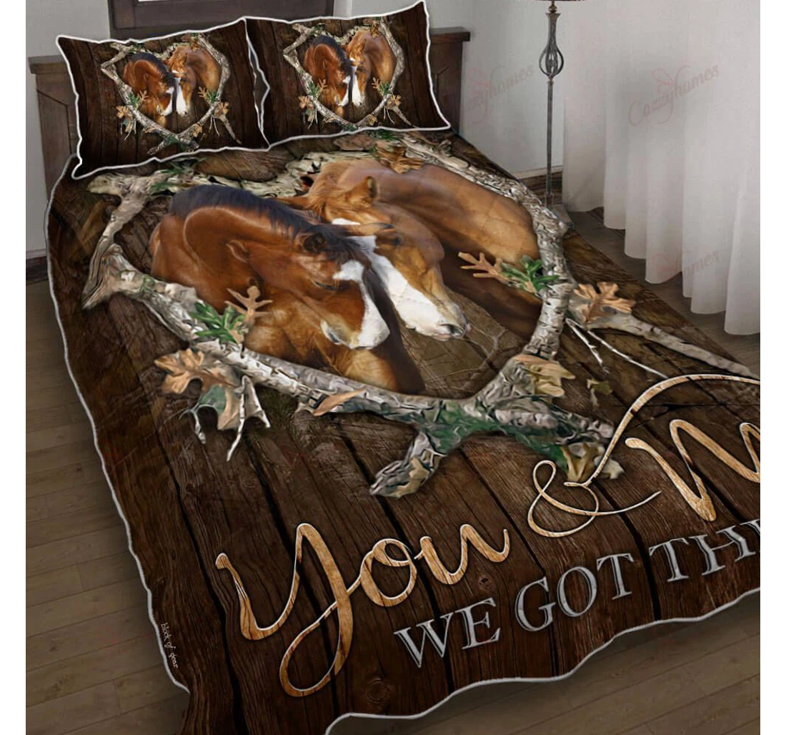 Throw Blanket, Quilt - Horse Lover You And Me We Got This Set Sherpa Fleece