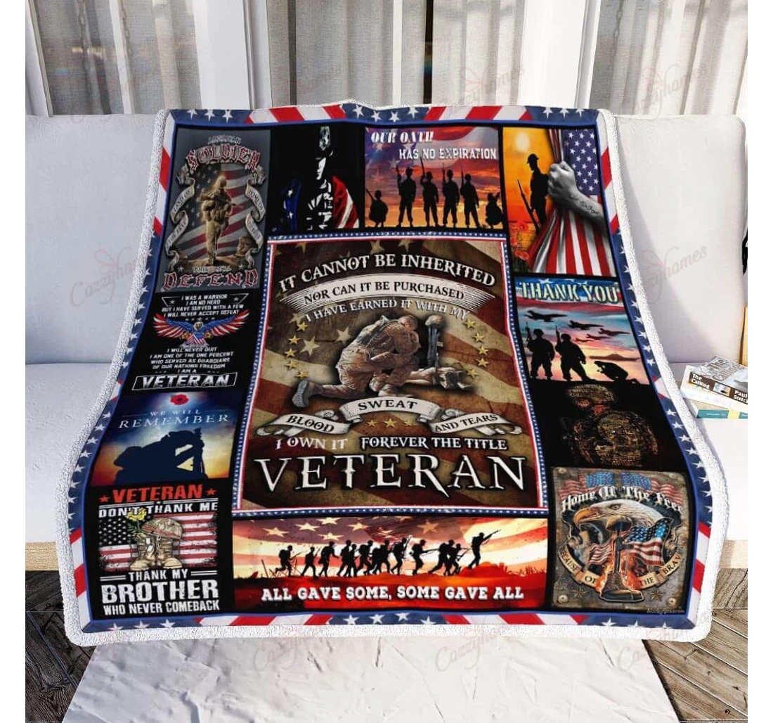 Throw Blanket, Quilt - Proud To Be A Veteran Our Oath Has No Expiration Sherpa Fleece