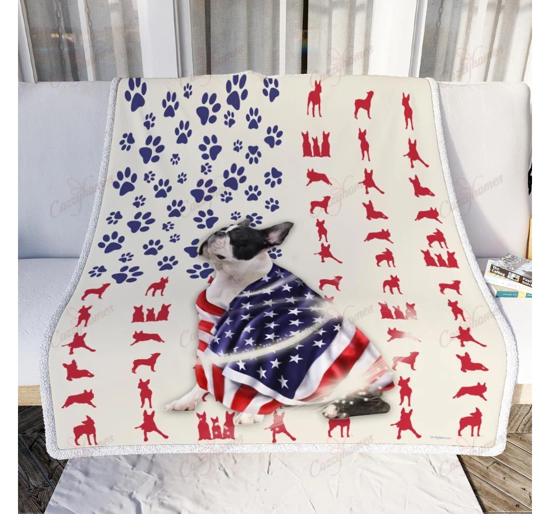 Throw Blanket, Quilt - Boston Terrier Dog American Sherpa Fleece