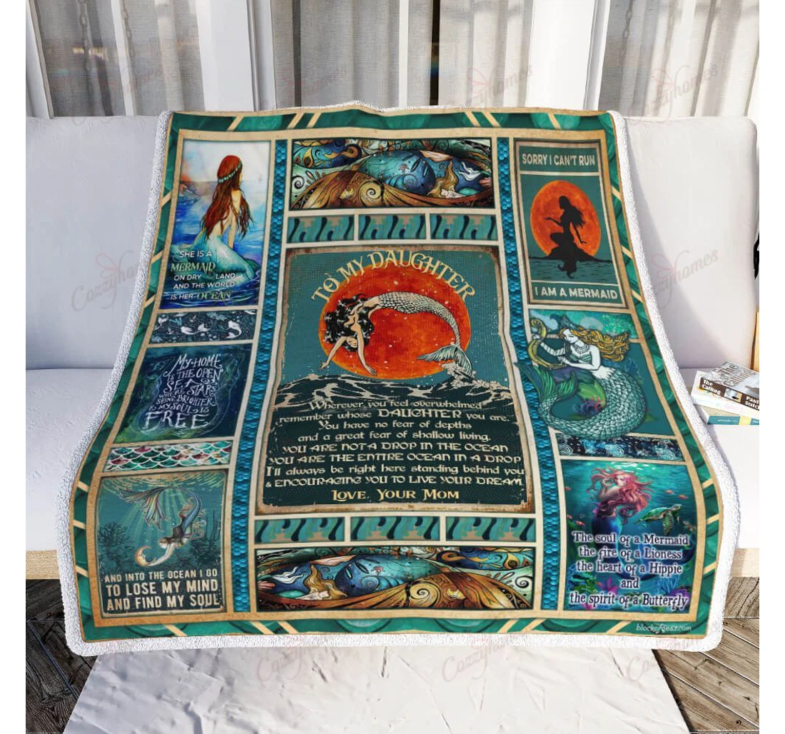 Throw Blanket, Quilt - My Beautiful Mermaid Love Mom Sherpa Fleece