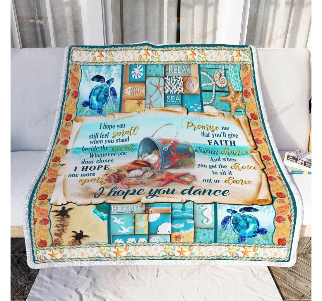 Throw Blanket, Quilt - I Hope You Dance Beach Sherpa Fleece