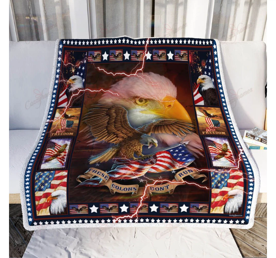 Throw Blanket, Quilt - Eagle In America Sherpa Fleece