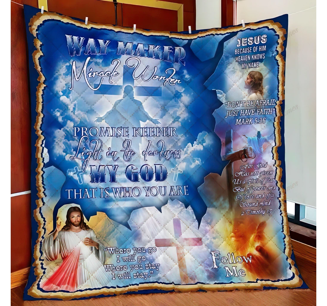 Throw Blanket, Quilt - My God Jesus Christian Way Maker Mira Worker Sherpa Fleece