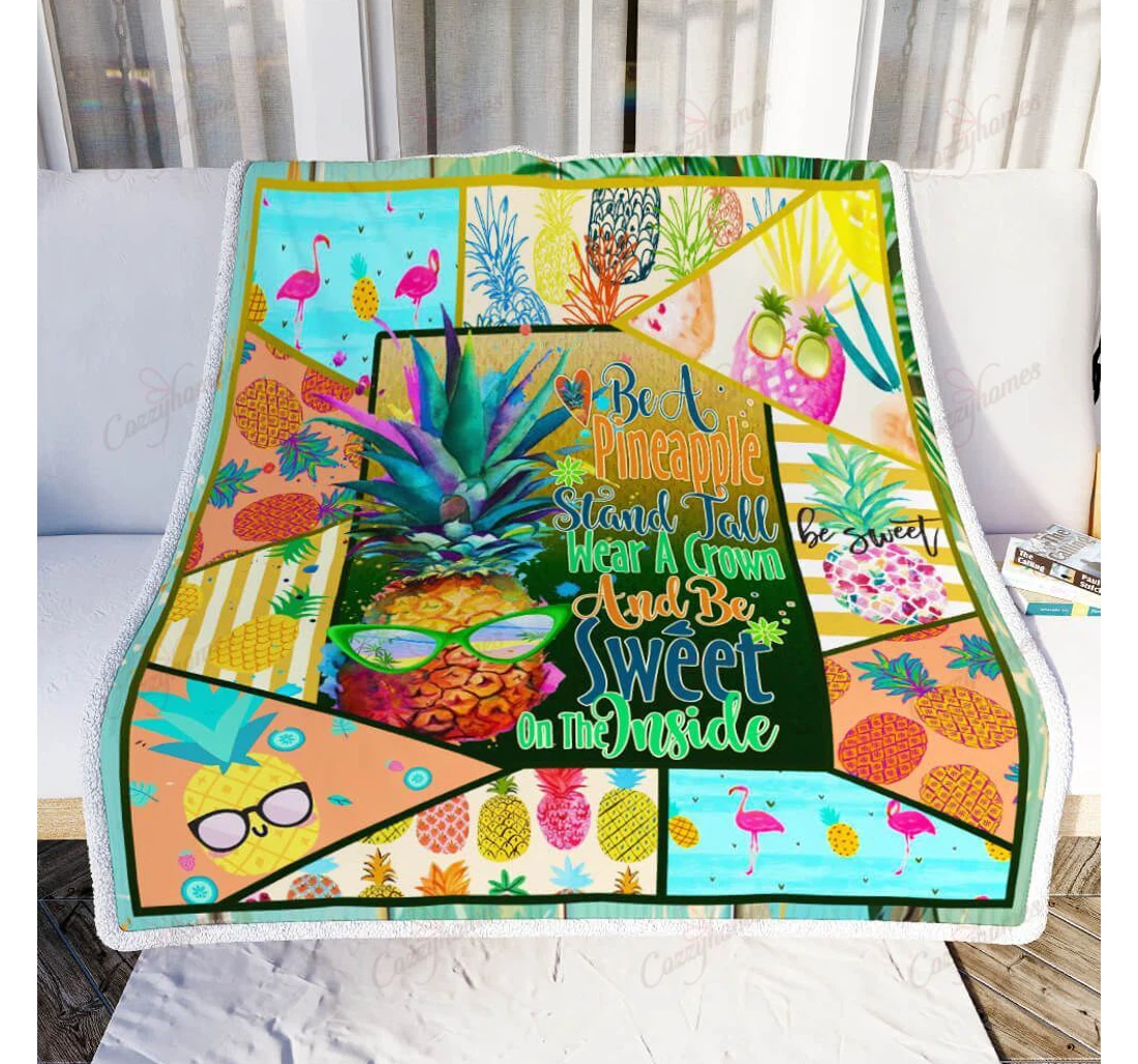 Throw Blanket, Quilt - Be A Pineapple Sherpa Fleece