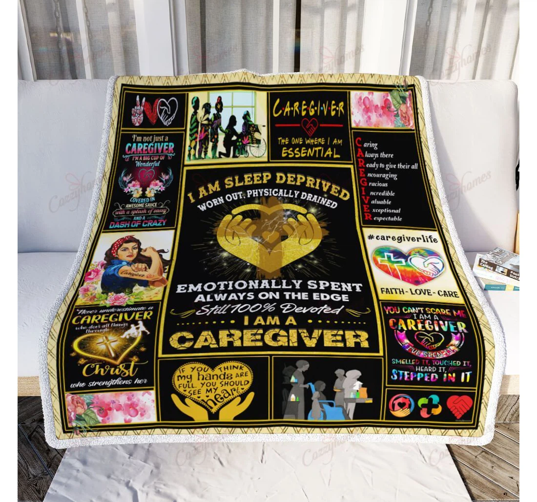 Throw Blanket, Quilt - I Am A Caregiver Sherpa Fleece