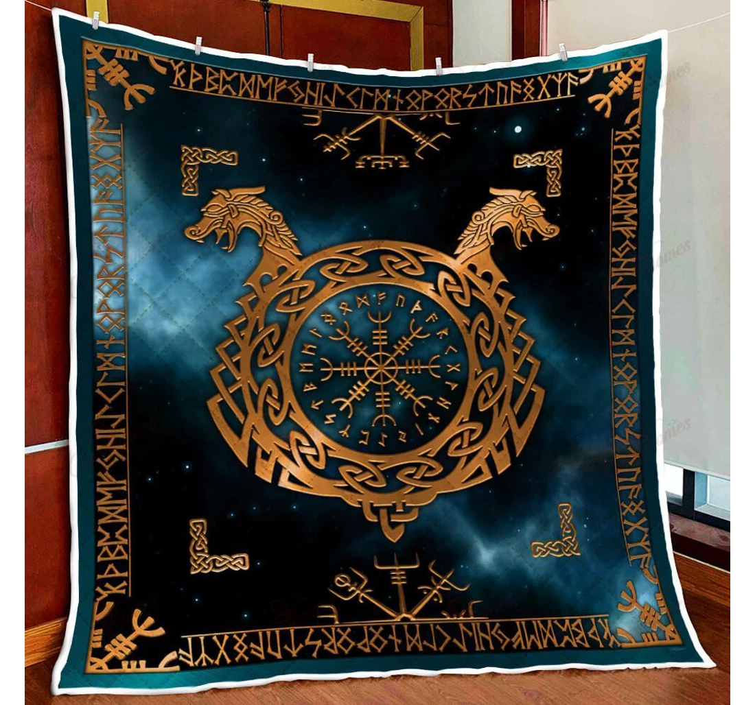 Throw Blanket, Quilt - Viking Helm Of Awe Sherpa Fleece