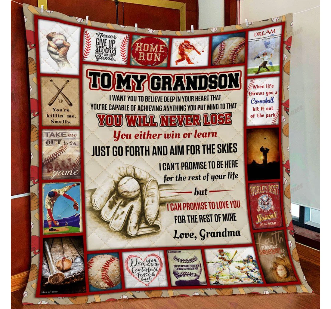 Throw Blanket, Quilt - My Baseball Grandson Grandma Sherpa Fleece