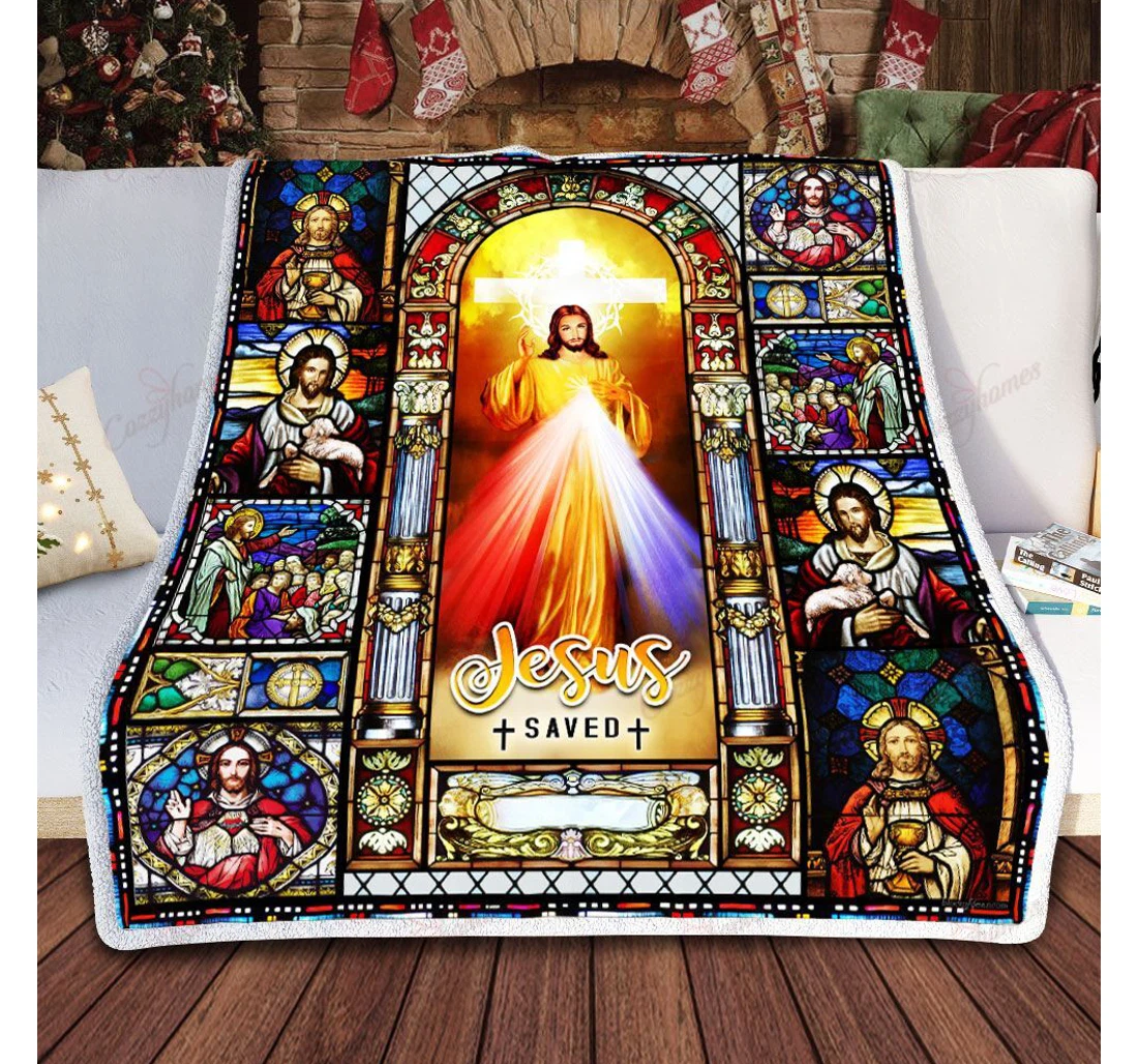 Throw Blanket, Quilt - Jesus Of Divine Mercy Sherpa Fleece