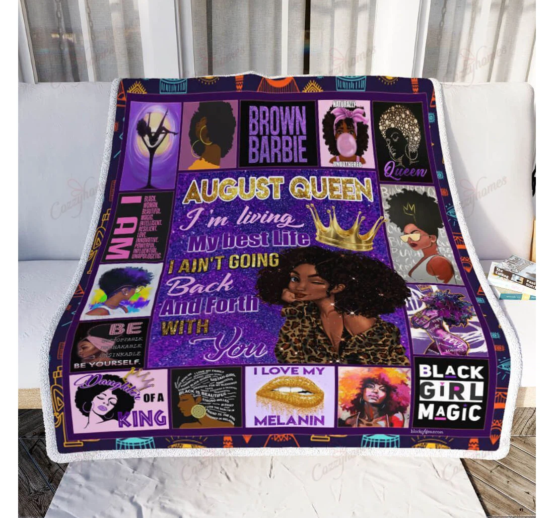 Throw Blanket, Quilt - August Girl Black Queen Sherpa Fleece