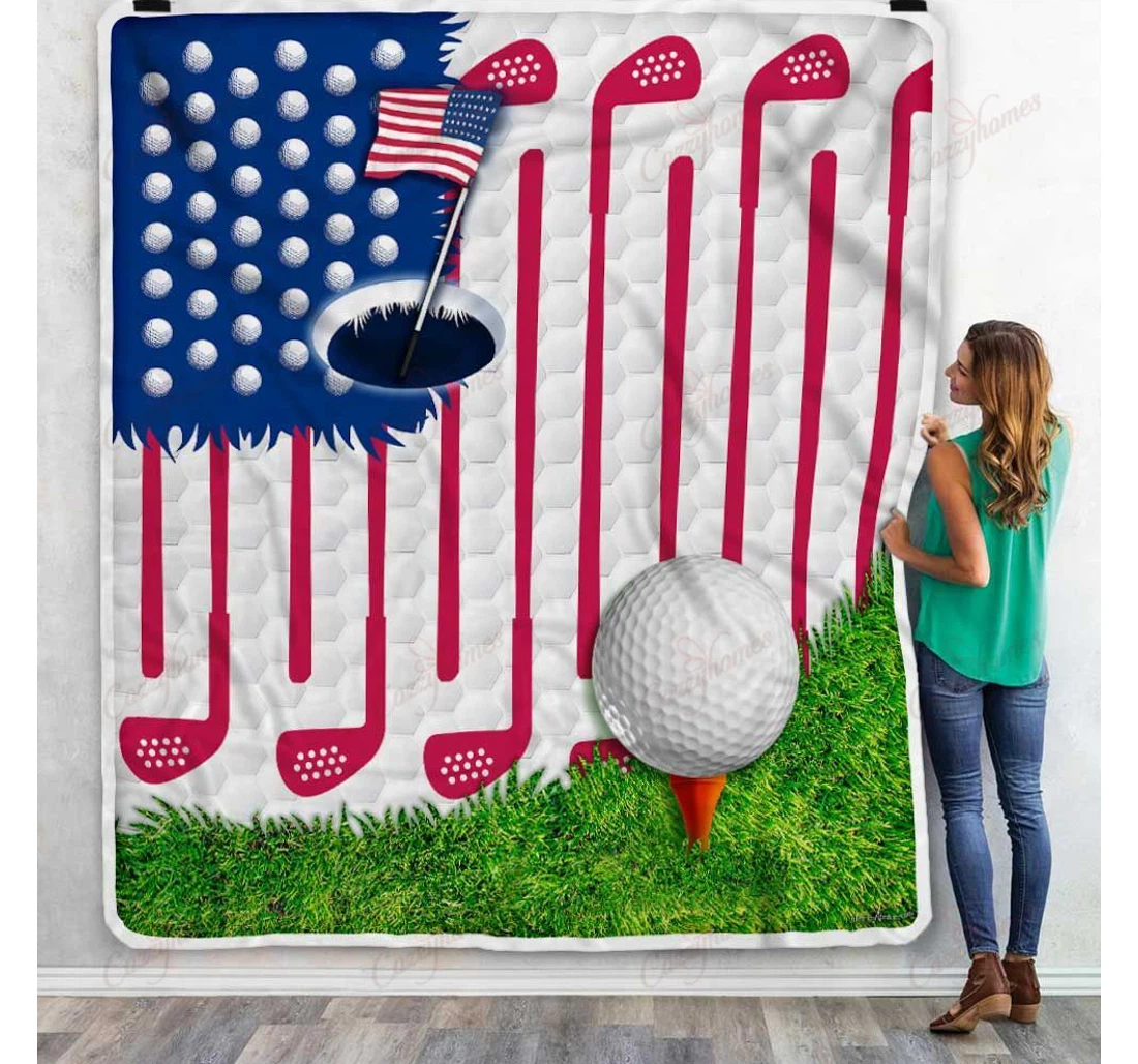 Throw Blanket, Quilt - American Golf Sherpa Fleece