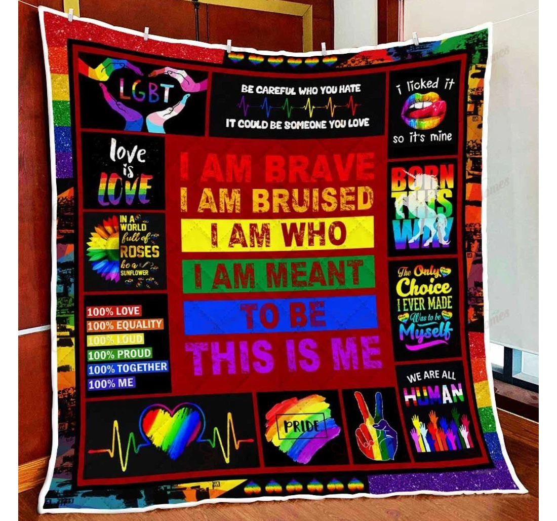 Throw Blanket, Quilt - Lgbt Pride This Is Me Sherpa Fleece