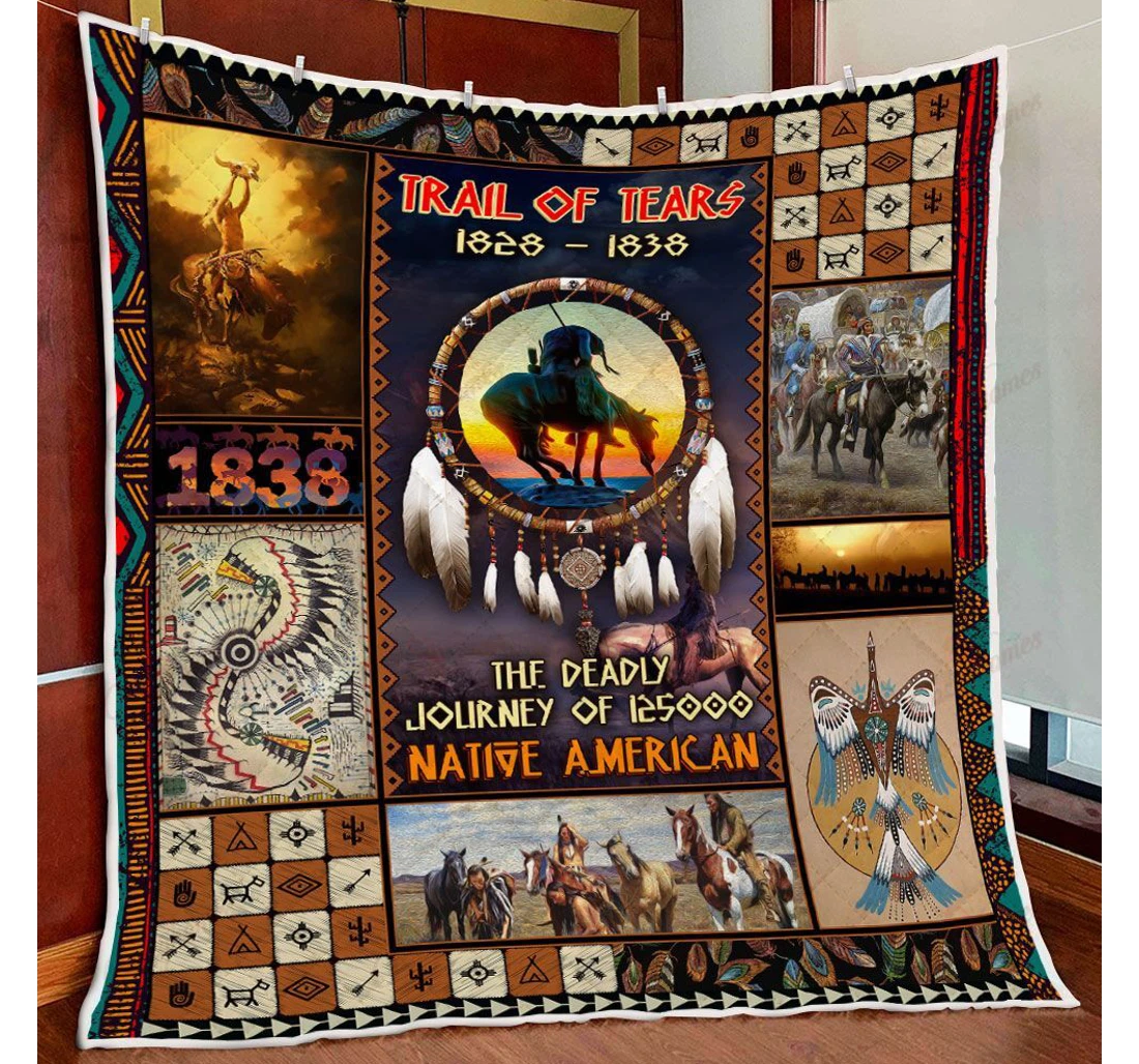 Throw Blanket, Quilt - Trail Of Tears 1828 1838 Native American Sherpa Fleece