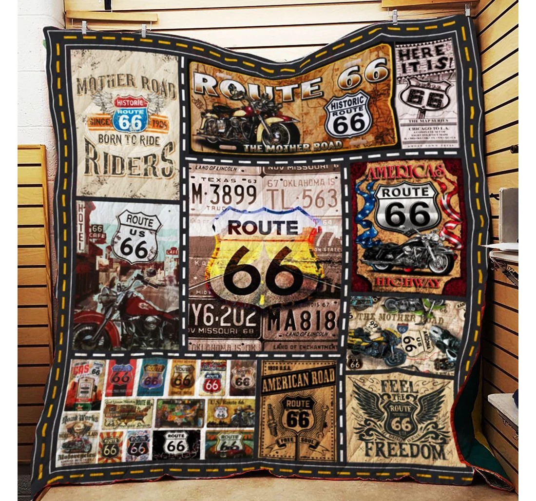 Throw Blanket, Quilt - Route 66 The Mother Road Sherpa Fleece