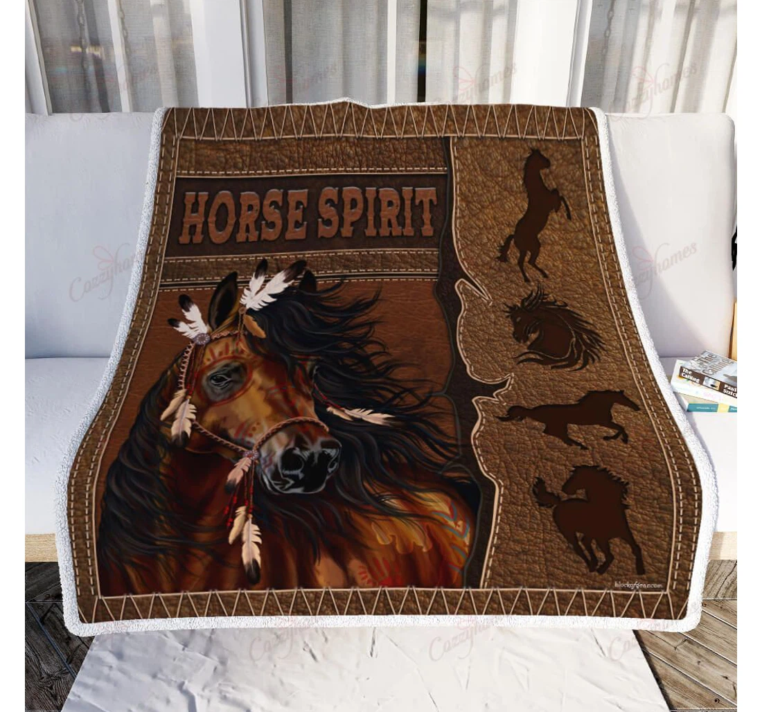 Throw Blanket, Quilt - Horse Spirit Sherpa Fleece
