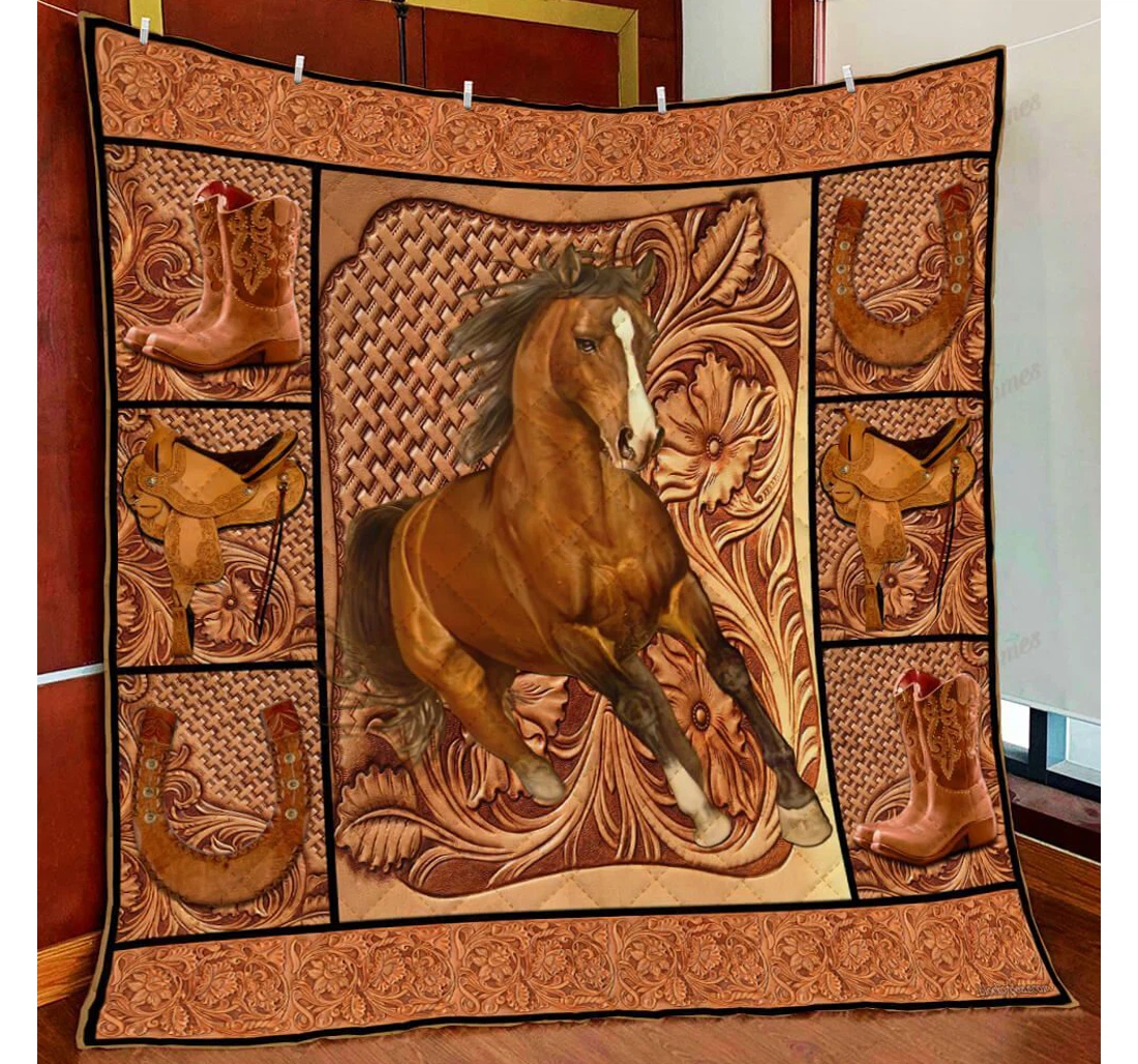 Throw Blanket, Quilt - Horse Sherpa Fleece