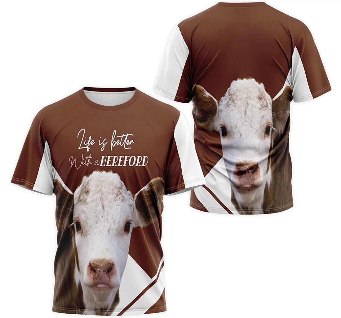 T-Shirt, Hoodie - Custom Name Life Is Better With A Hereford Bull 3D Printed