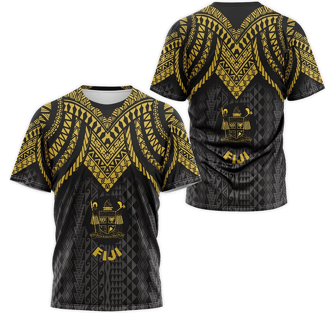 T-Shirt, Hoodie - Gold Fiji Coat Of Arms Tribal Tattoo 3D Printed