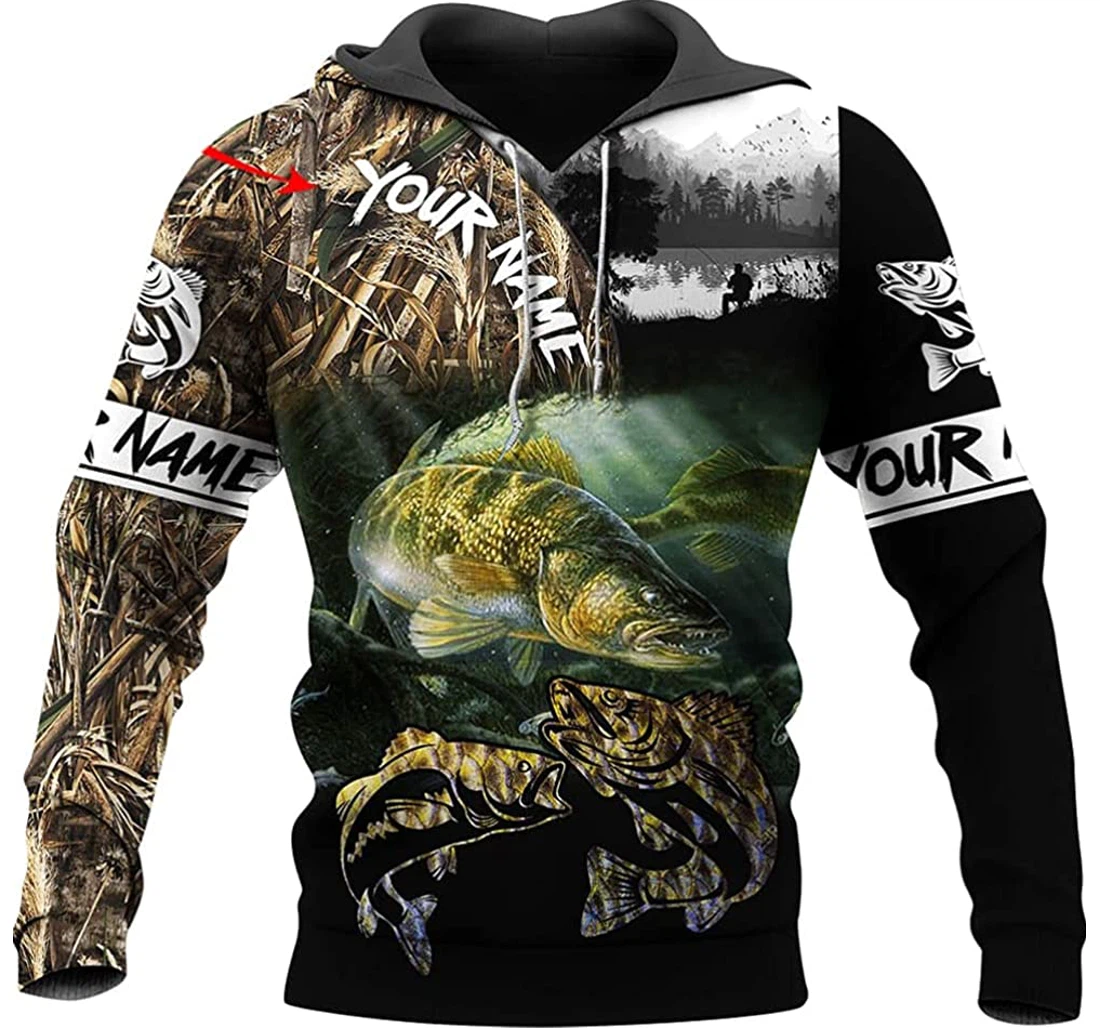 Personalized Name Love Fishing Swimming - 3D Printed Pullover Hoodie