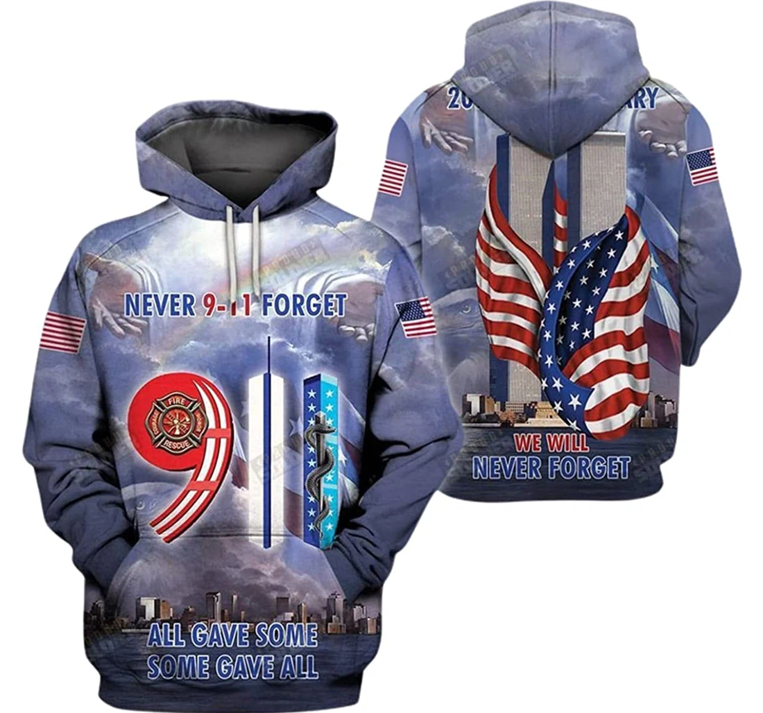 America Never 9- Forget All Gave Some Us Flag - 3D Printed Pullover Hoodie