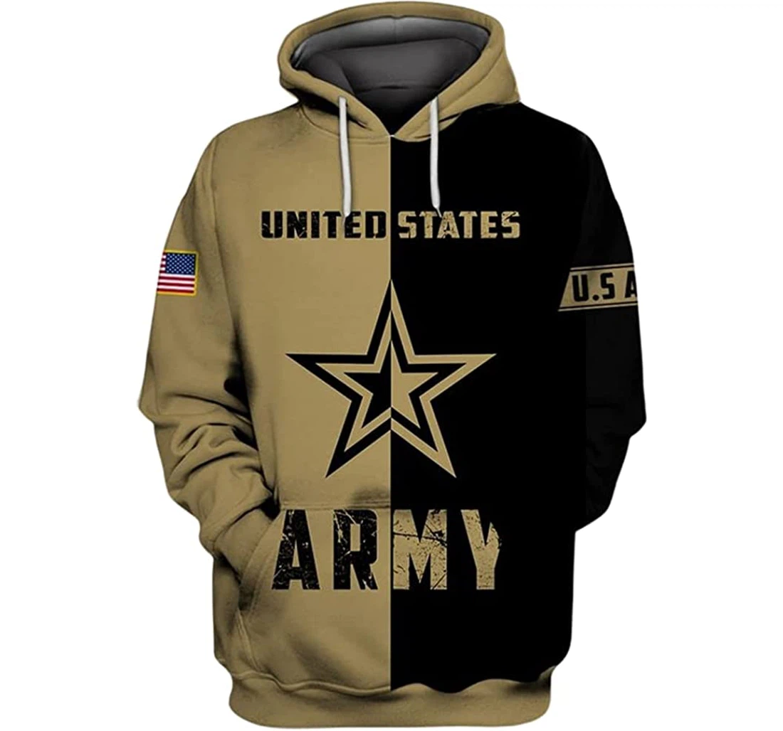 Us Army Veteran Star Symbol Flag Beige And Color Included - 3D Printed T-shirt