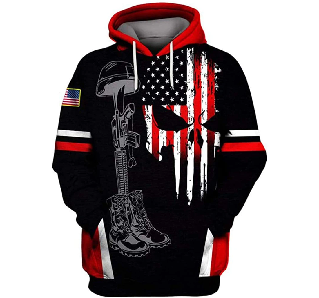 Us Army Skull Flag Eagle America Needed Me I May Be Older Included - 3D Printed Pullover Hoodie
