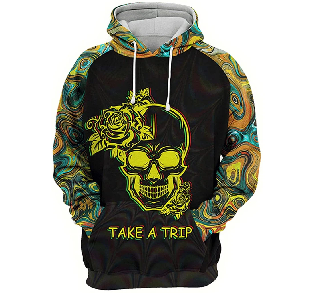 Skull Flower Take A Trip - 3D Printed Pullover Hoodie