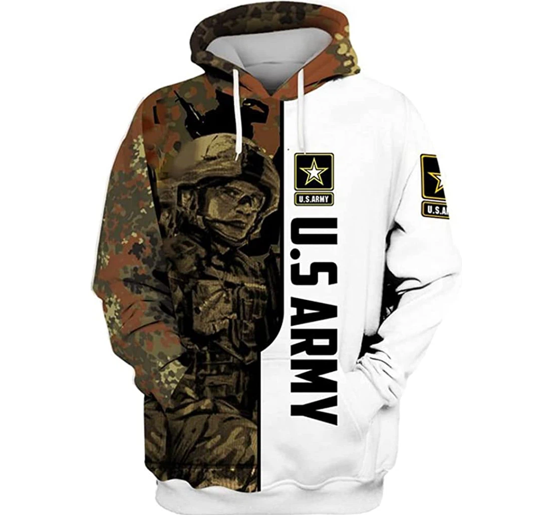 U.s Army Soldier Camo And White 1 Included - 3D Printed Pullover Hoodie