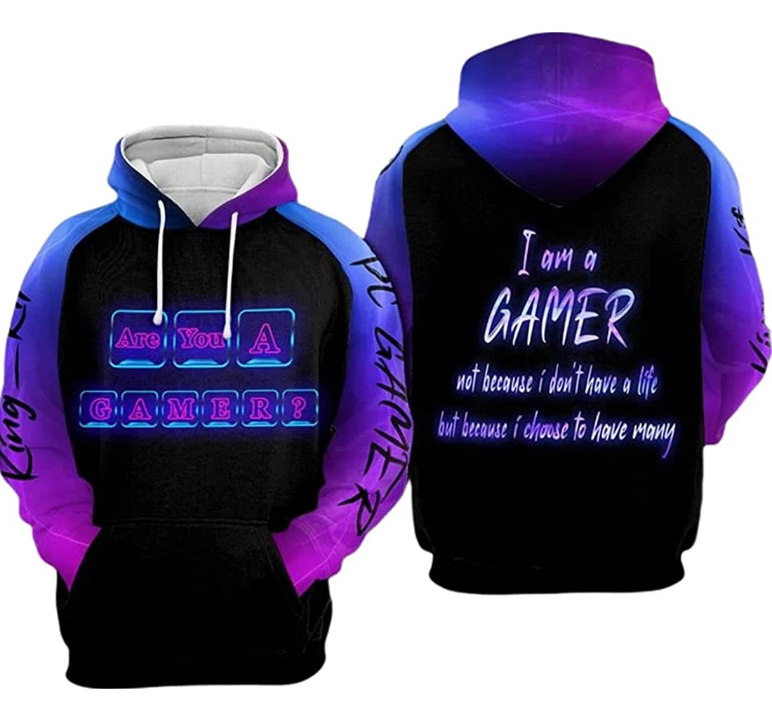 Personalized Name Pc Gamer 2 Im A Gamer Not Because I Dont Have A Life - 3D Printed Pullover Hoodie