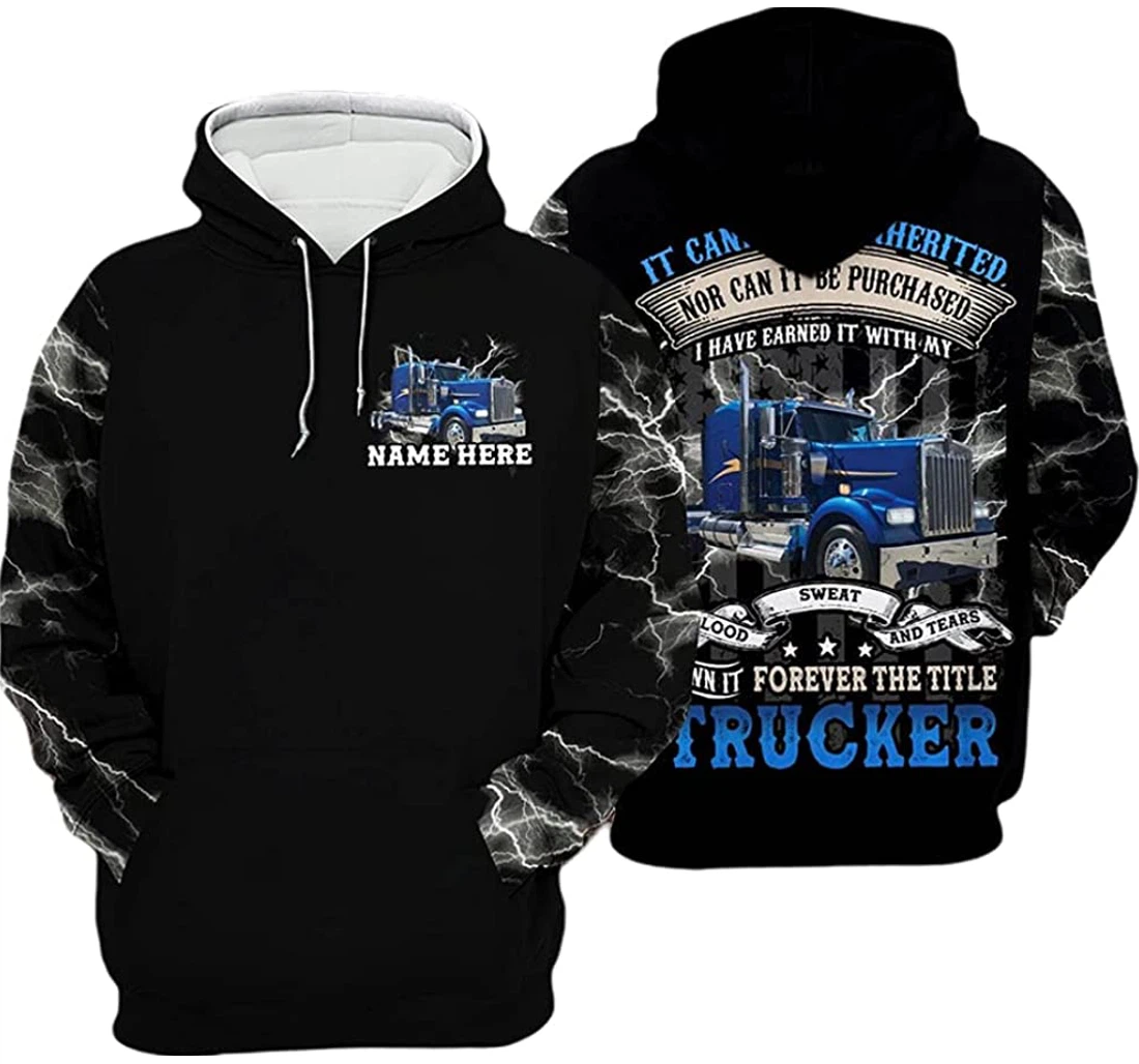 Personalized Name Trucker Blood Sweat And Tears Blue Truck Included - 3D Printed Pullover Hoodie