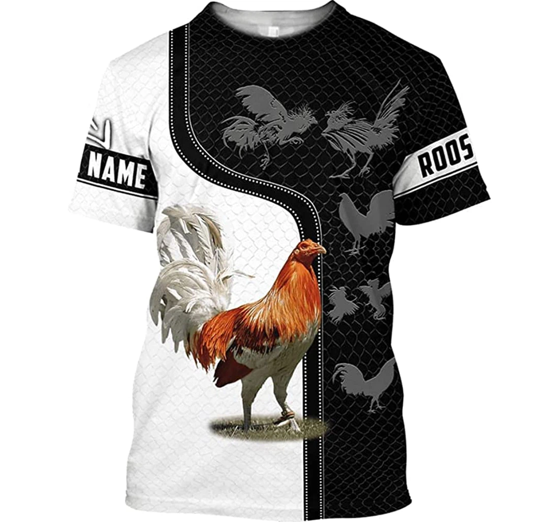 Personalized Name Rooster Chicken And White Background Included - 3D Printed Pullover Hoodie
