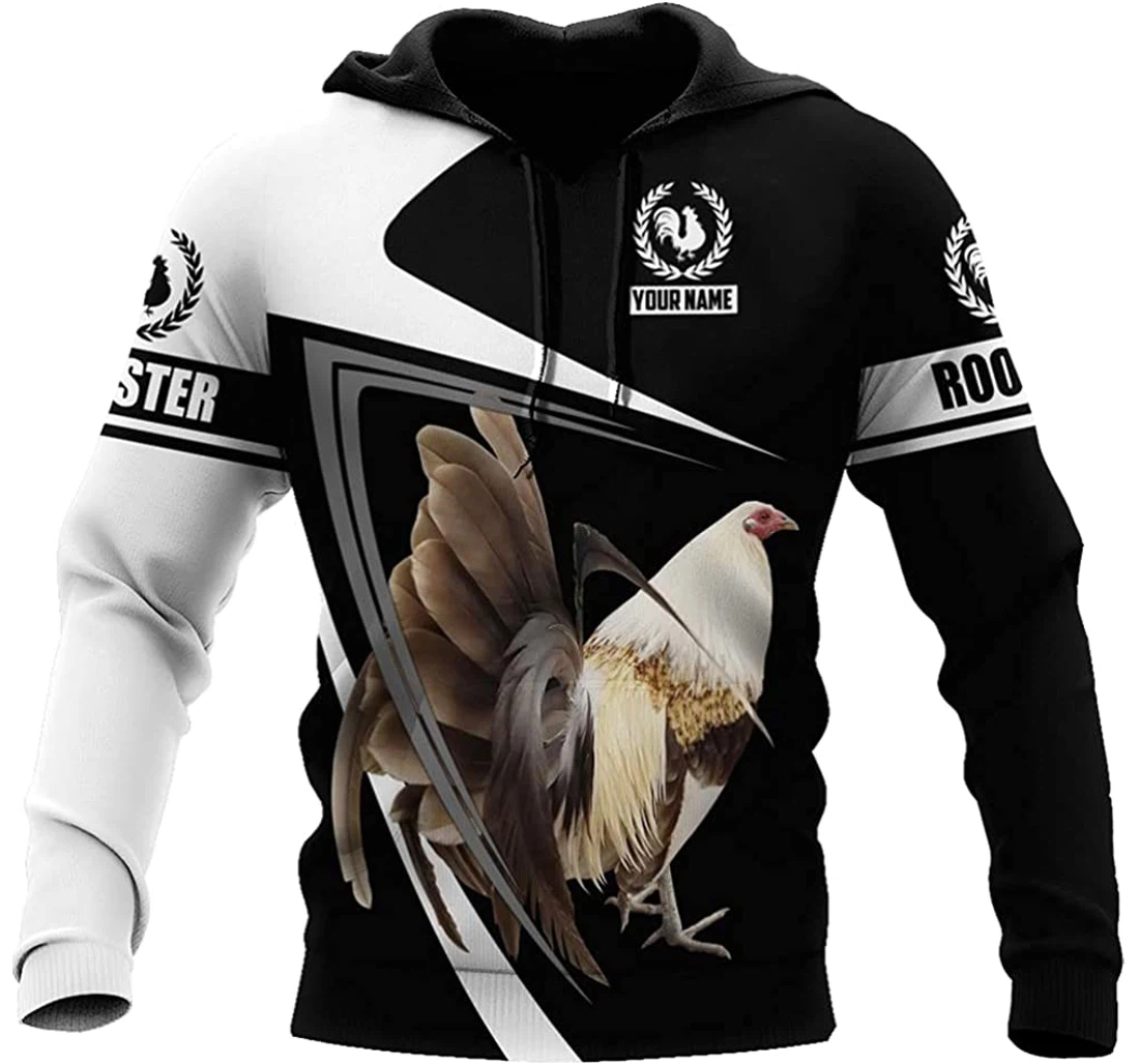 Personalized Name Rooster Amazing Chicken Art Included - 3D Printed Pullover Hoodie