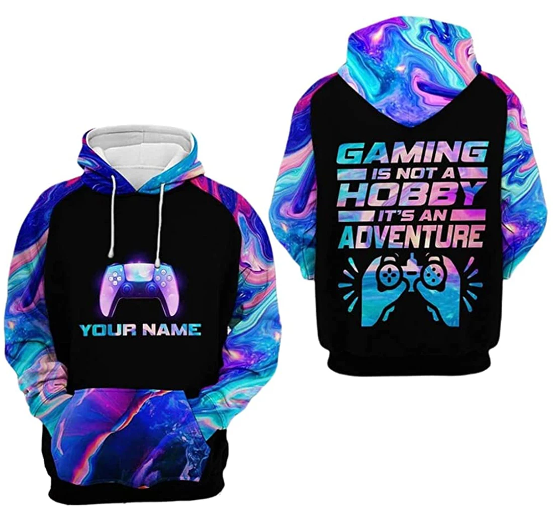 Personalized Name Gamer Gaming Is Not A Hobby It's An Adventure Hologram Included - 3D Printed Pullover Hoodie