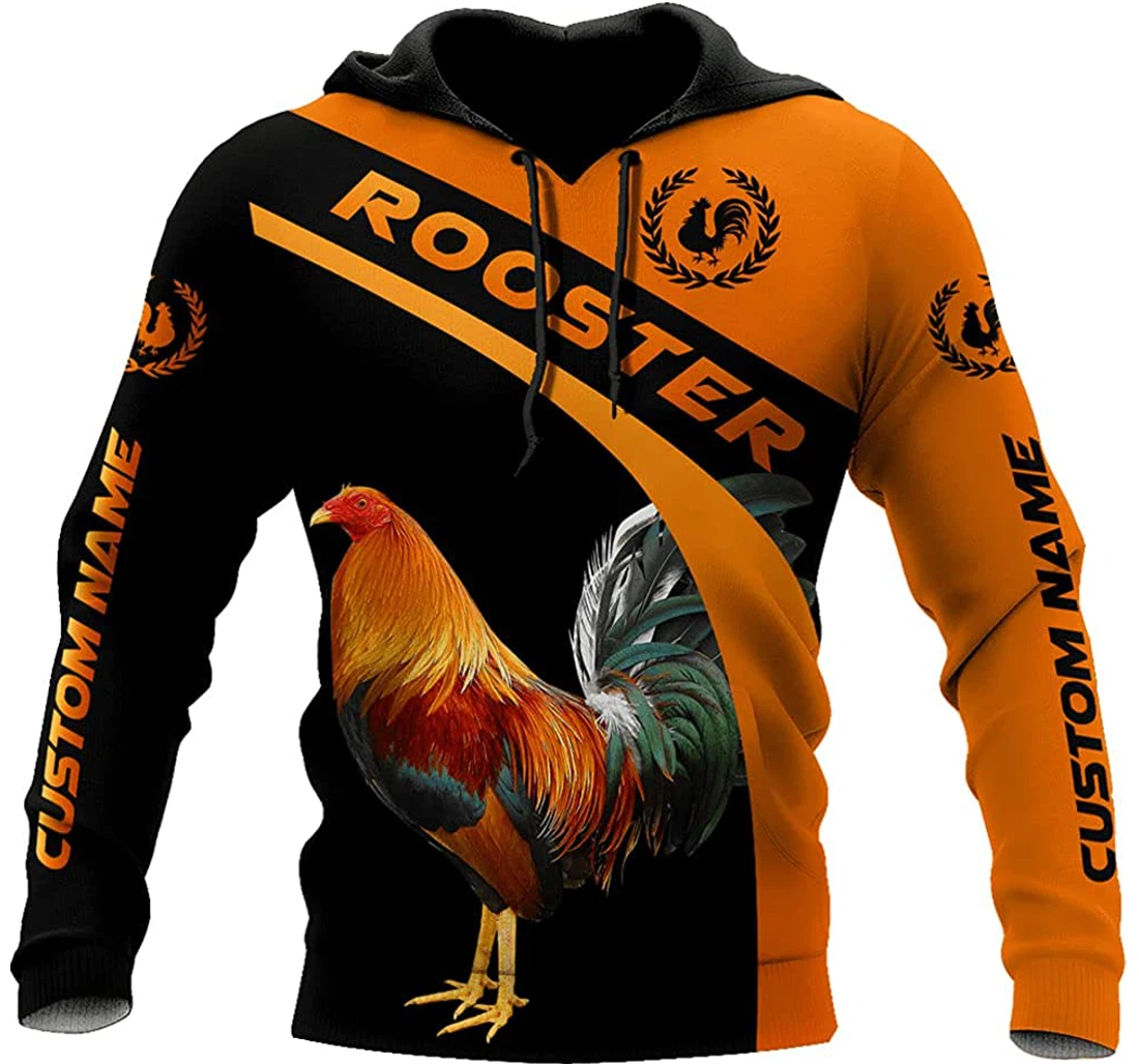 Personalized Name Mexican Rooster Orange And Background Included - 3D Printed Pullover Hoodie