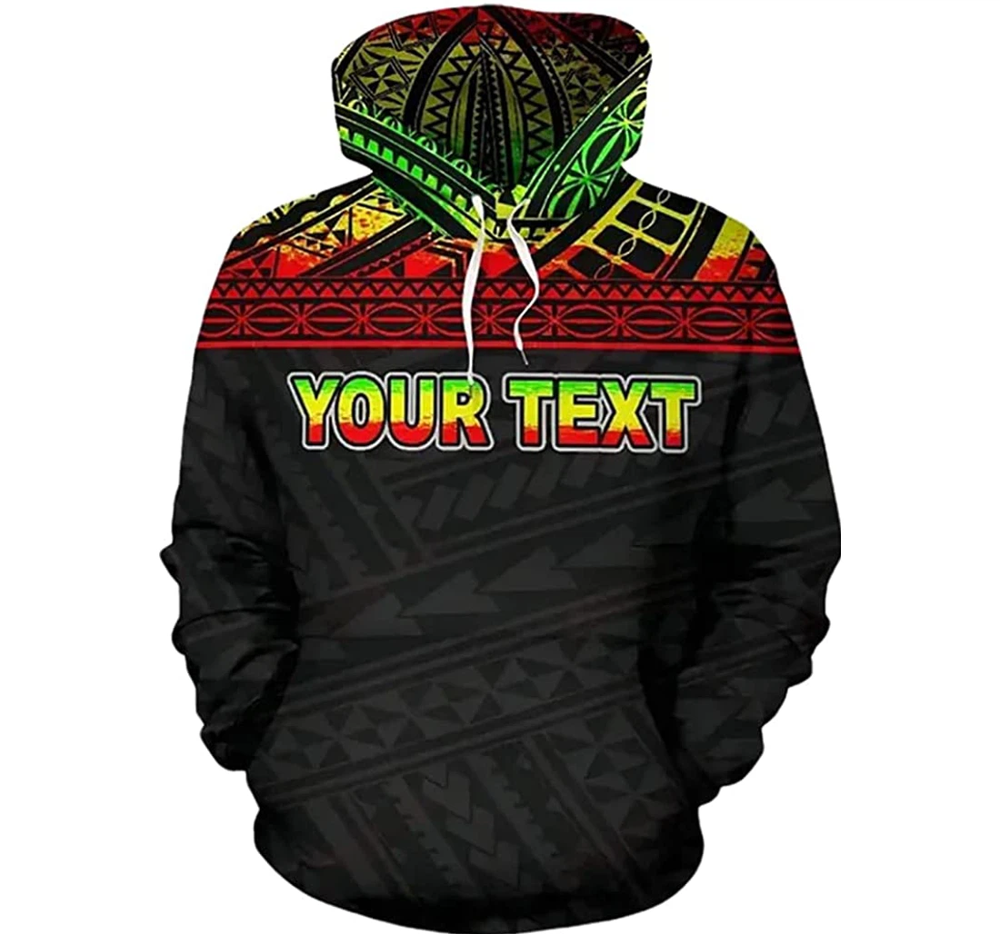 Personalized Name American Samoa Polynesian Reggae - 3D Printed Pullover Hoodie