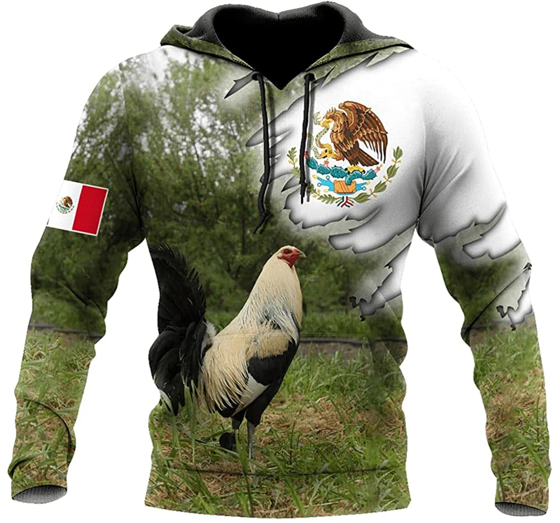 Mexican Rooster In The Forest Included - 3D Printed Pullover Hoodie