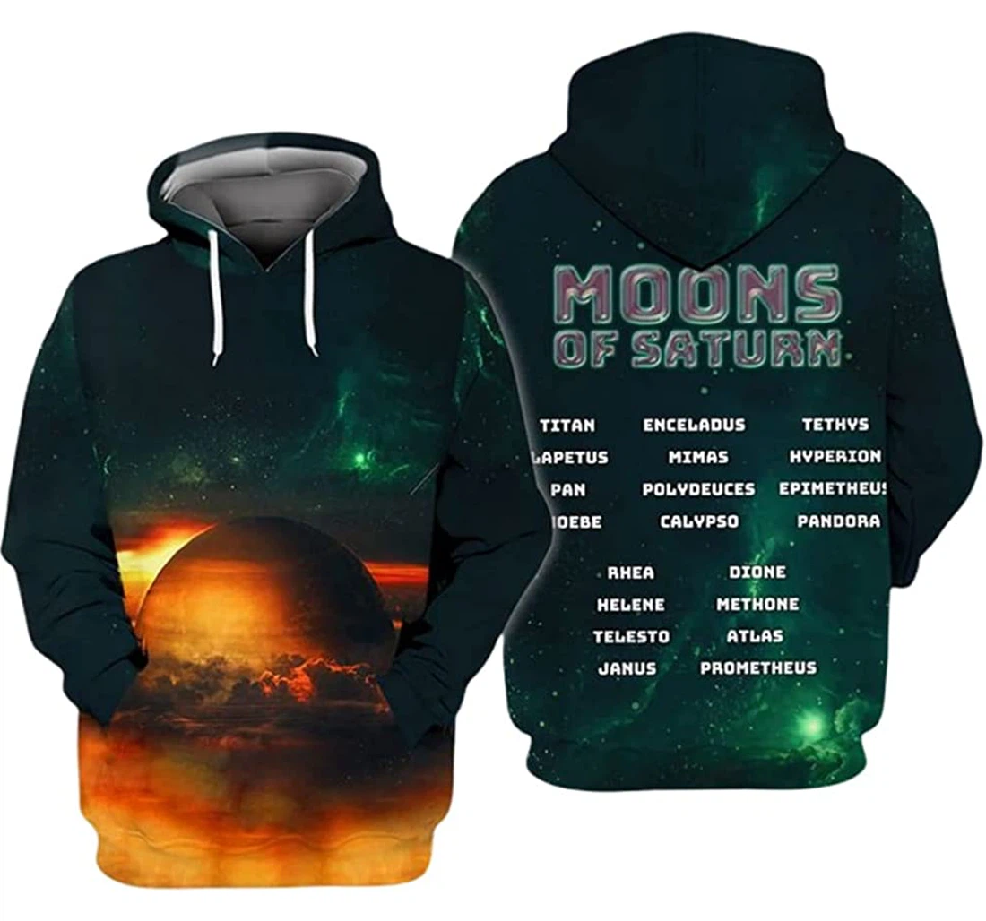 Moons Of Saturn Titan Enceladus Included - 3D Printed Pullover Hoodie