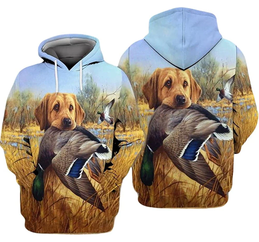 Labrador Duck Hunting In The Forest Included - 3D Printed Pullover Hoodie