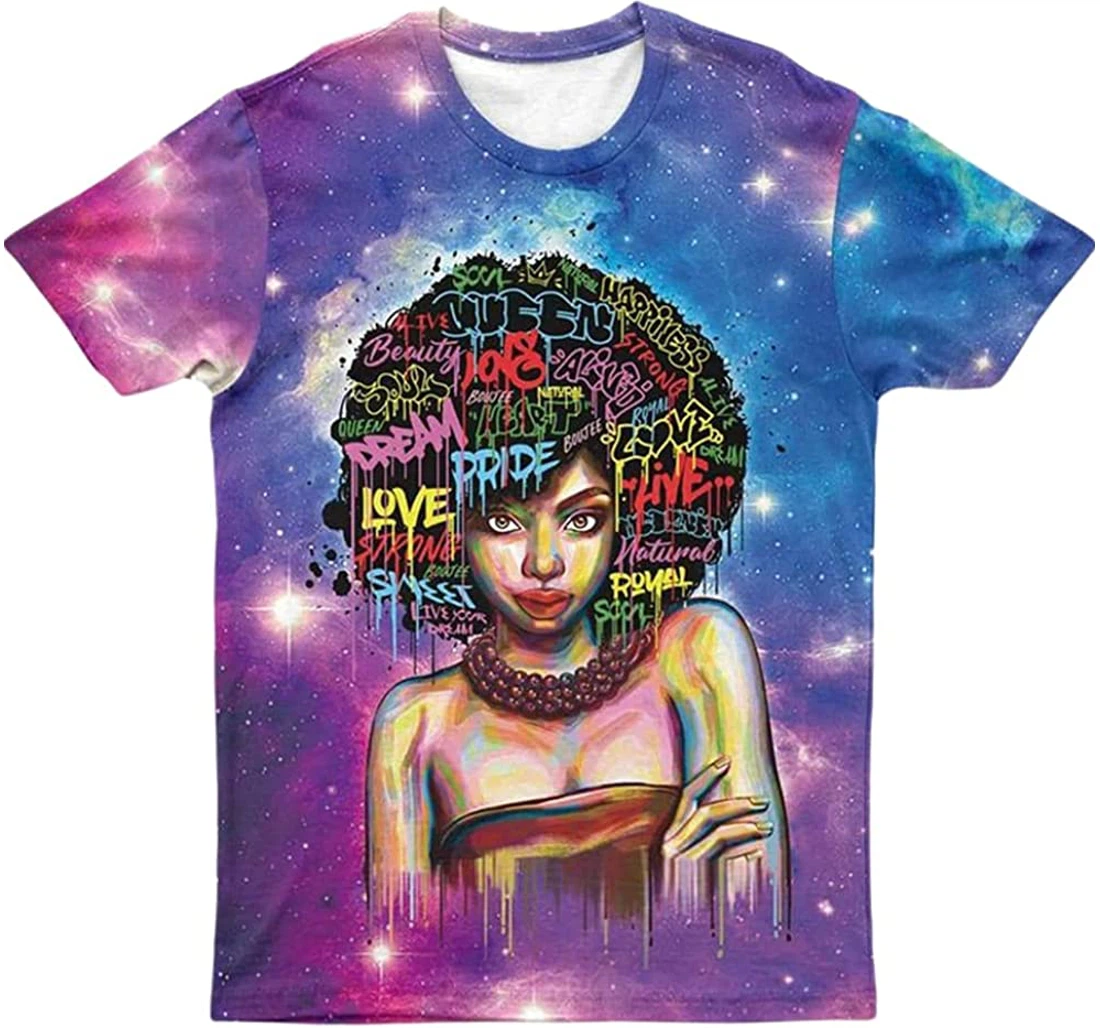 Girl Colorful Glitter Background Included - 3D Printed T-shirt