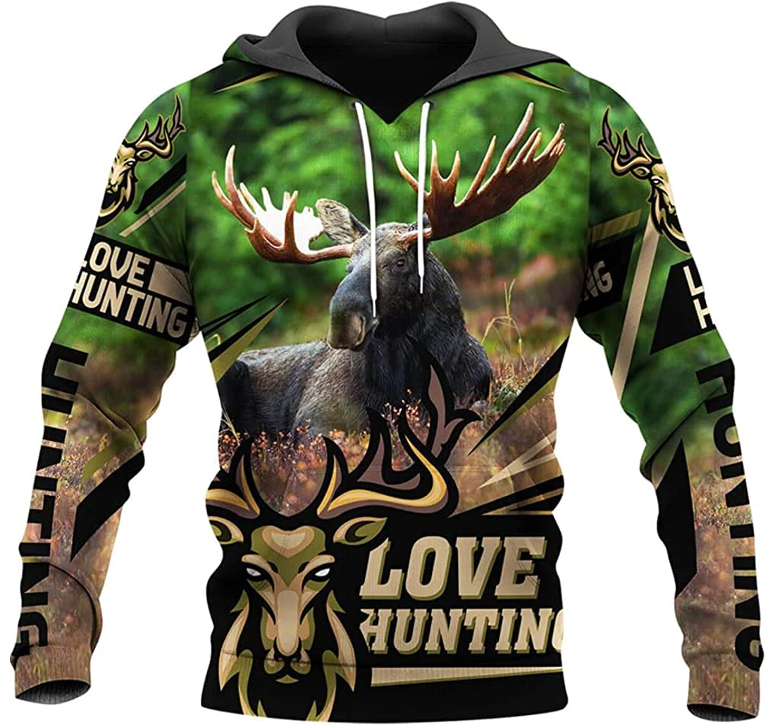 Deer Love Hunting Huntaholic In Forest Included - 3D Printed Pullover Hoodie