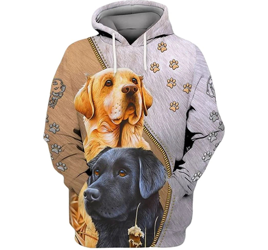 Love Labrador Couple Gold And Included - 3D Printed Pullover Hoodie