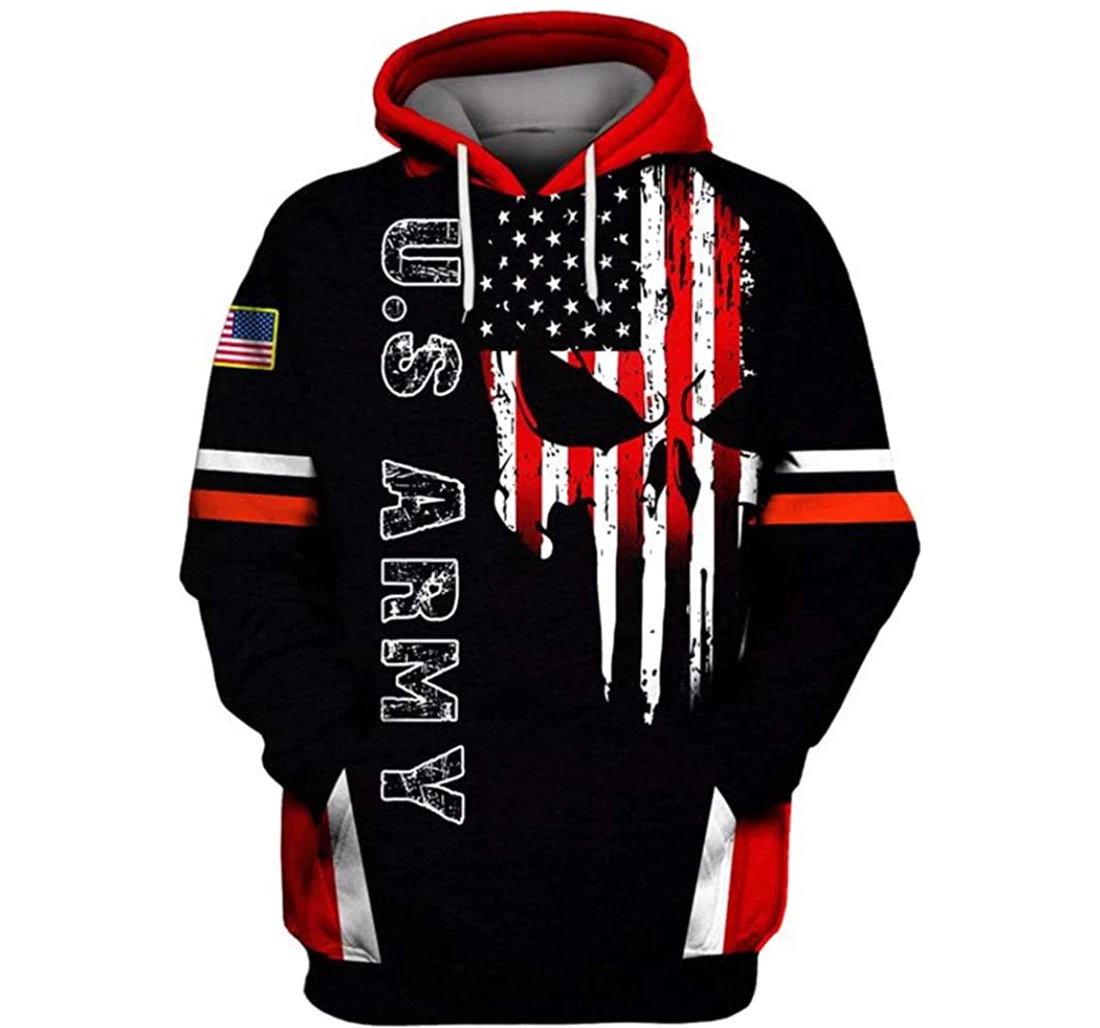 Us Army - I Want To Serve My Country Skull Flag Ameerica Needed Me Included - 3D Printed Pullover Hoodie