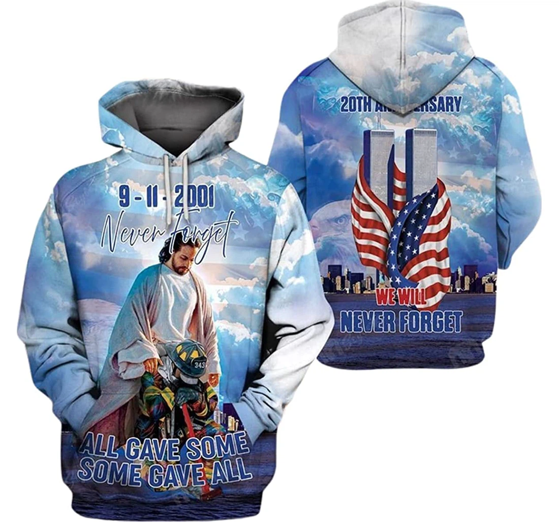 Us Firefighter Jesus 9- All Gave Some - 3D Printed Pullover Hoodie