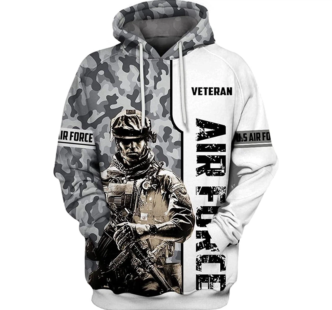 U.s. Air Force Veteran Grey Camo Included - 3D Printed Pullover Hoodie