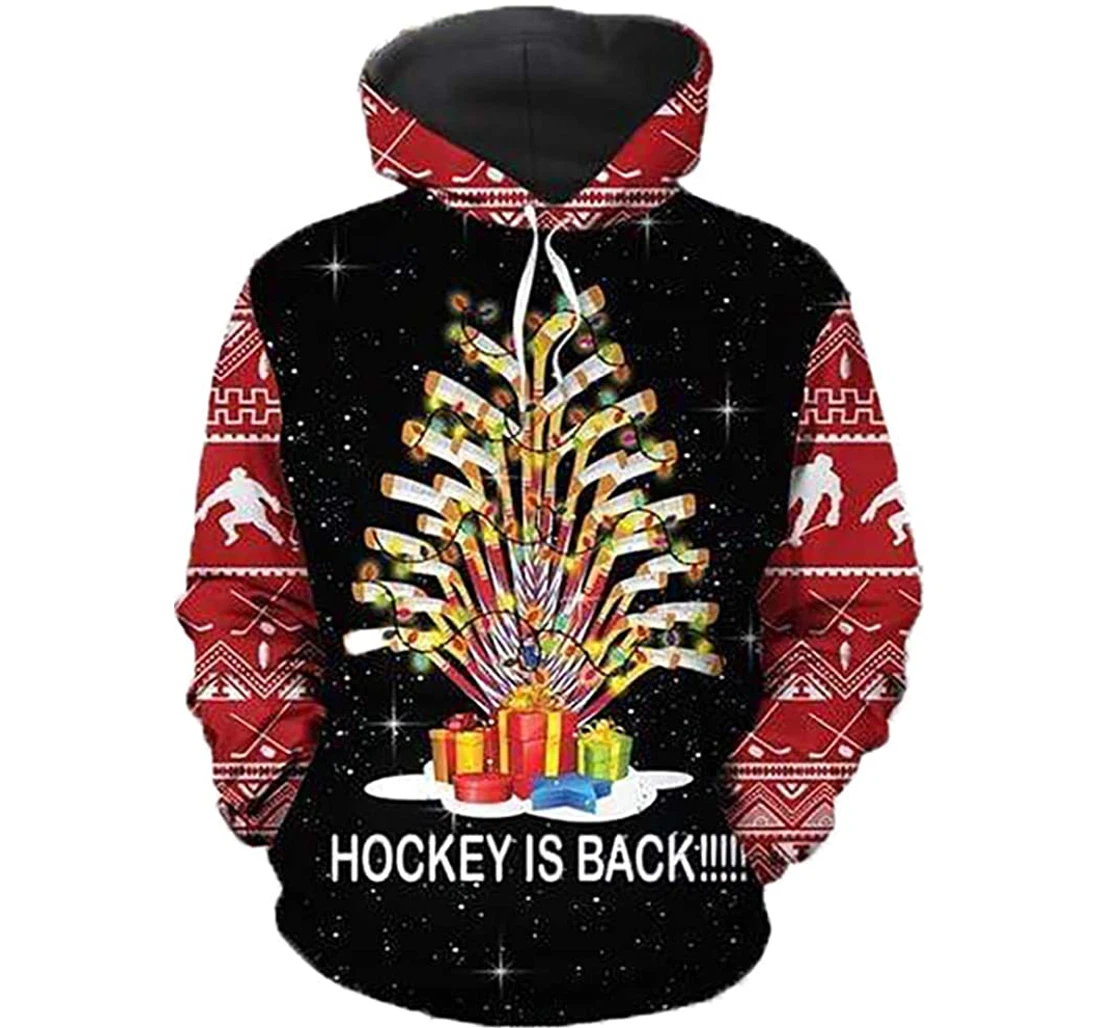 Hockey Is Back Christmas Red Man And Woman - 3D Printed Pullover Hoodie