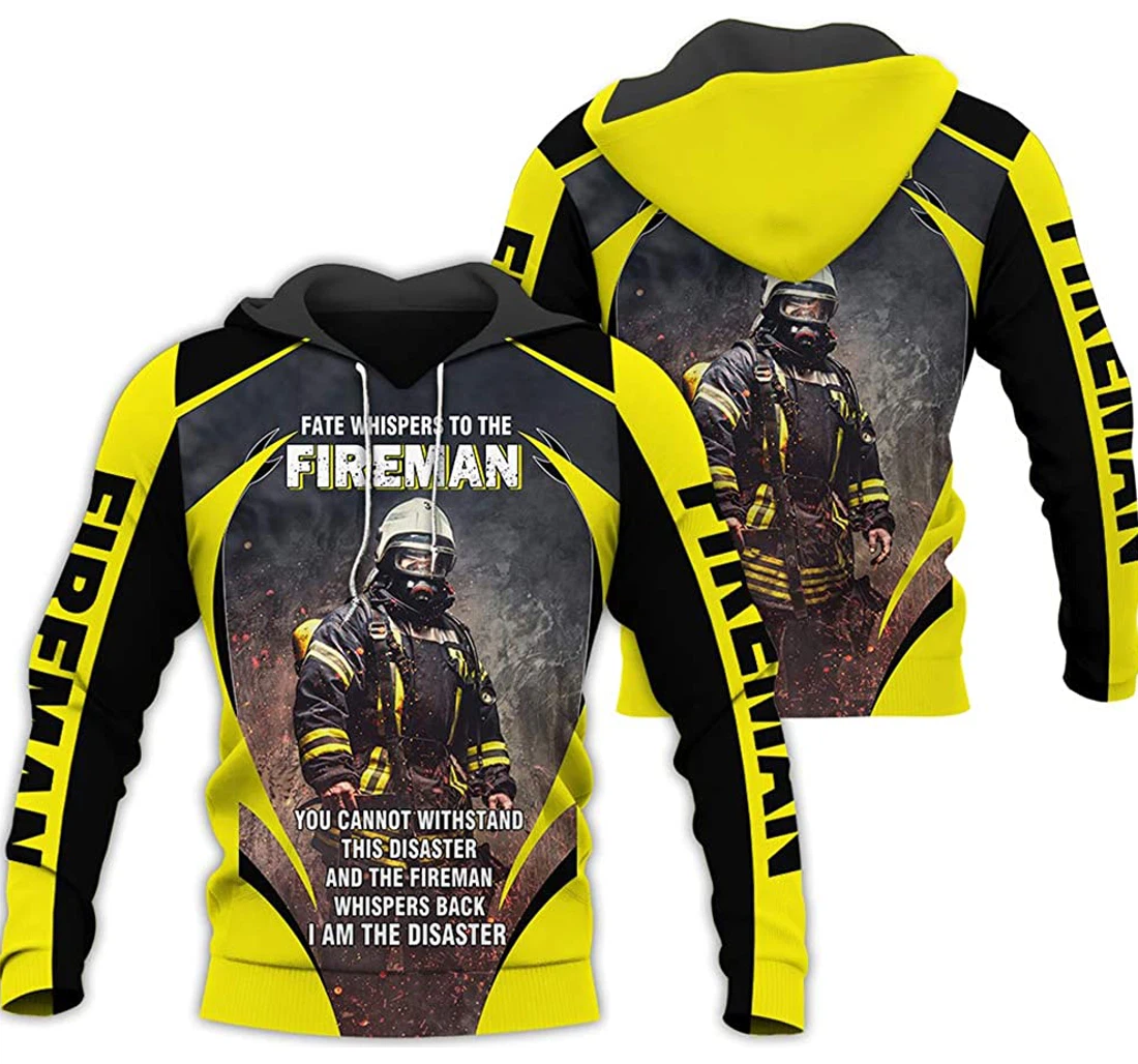 Firefighter And Yellow Background Color Man And Woman - 3D Printed Pullover Hoodie