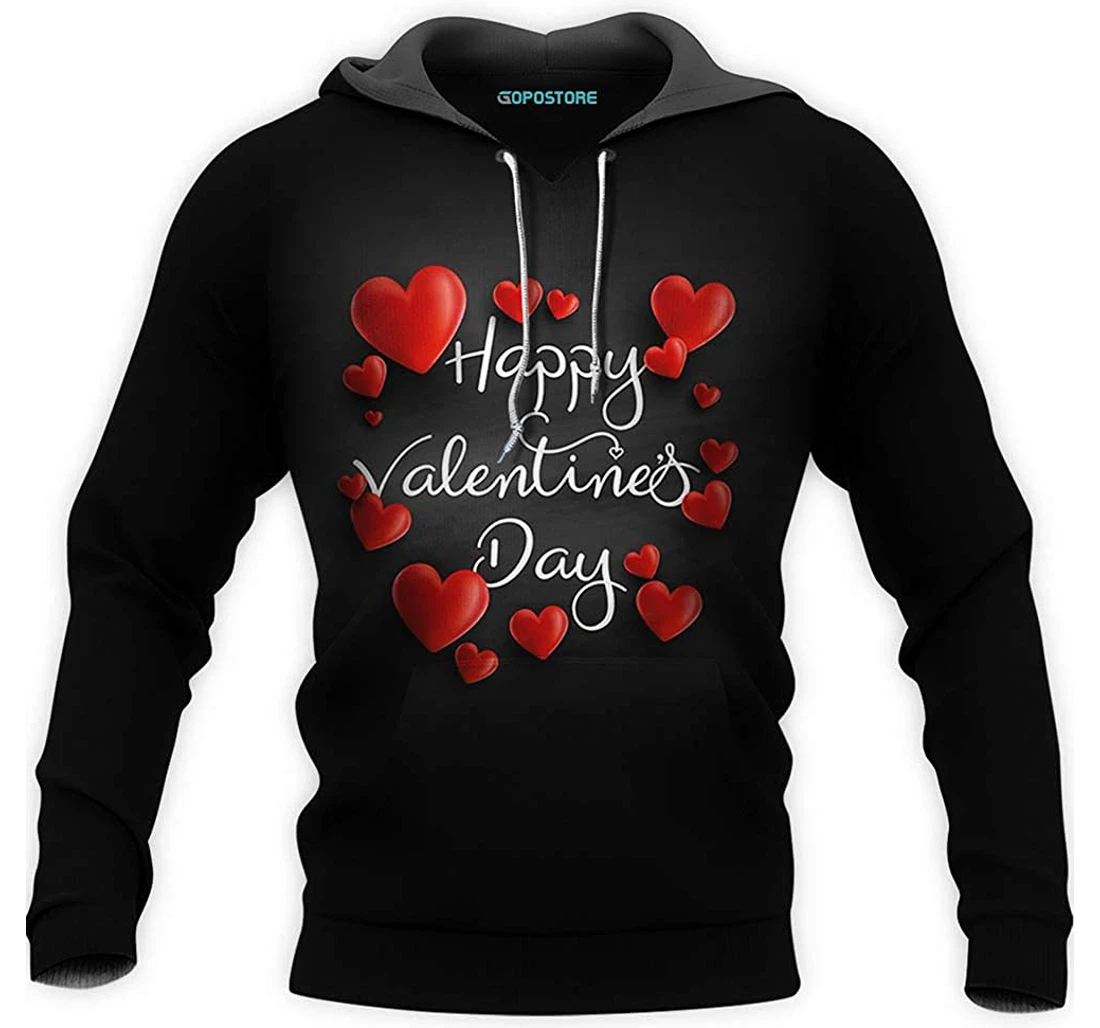 Happy Valentine Day Man And Woman - 3D Printed Pullover Hoodie