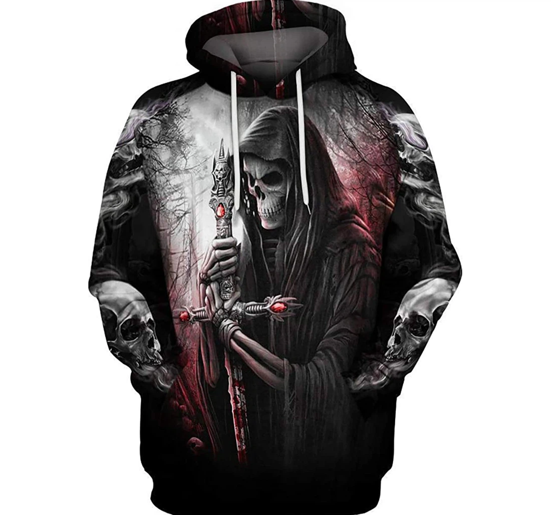Cemetery Skull And Sword Man And Woman - 3D Printed Pullover Hoodie